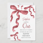 ブルガンディボウ1st誕生日招待状 招待状 (正面)