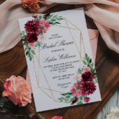 ブルガンディボヘミアンフローラブライダルシャワー 招待状