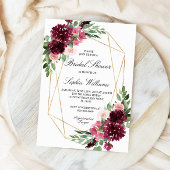 ブルガンディボヘミアンフローラブライダルシャワー 招待状