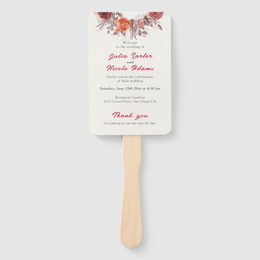 ブルガンディボホバラフローラパンパスグラス結婚ズ ハンドファン (正面)