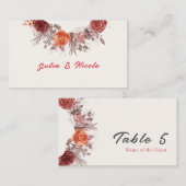 ブルガンディボホバラフローラパンパスグラス結婚ズ プレイスカード (正面/裏面)