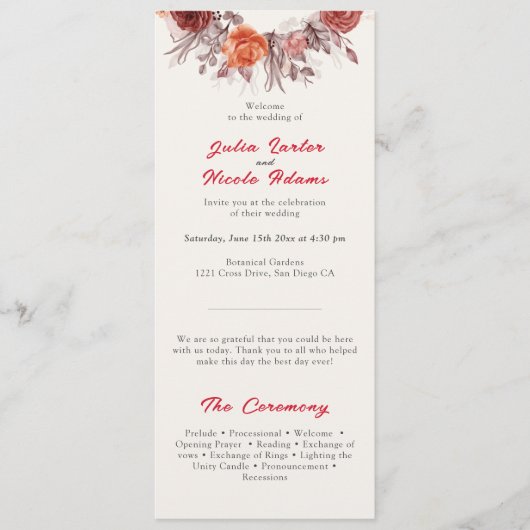 ブルガンディボホバラフローラパンパスグラス結婚ズ プログラム (正面)