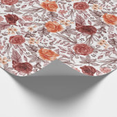 ブルガンディボホバラフローラパンパスグラス結婚ズ ラッピングペーパー (角)