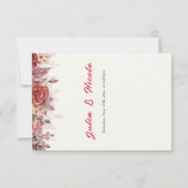 ブルガンディボホバラフローラパンパスグラス結婚ズ 出欠カード (裏面)