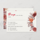 ブルガンディボホバラフローラパンパスグラス結婚ズ 出欠カード (正面/裏面)
