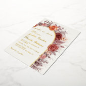 ブルガンディボホバラフローラパンパスグラス結婚ズ 箔招待状 (回転した状態)