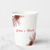 ブルガンディボホバラフローラパンパスグラス結婚ズ 紙コップ (左)