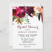 ブルガンディボホフラワーズブライダルシャワー 招待状 (正面)