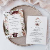 ブルガンディボホフローラオールインワン結婚式招待状 招待状