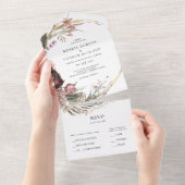 ブルガンディボホフローラシールと送信 オールインワン招待状 (貼ってはがせる)