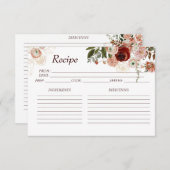 ブルガンディボホフローラブライダルシャワーレシピカード サンキューカード (正面/裏面)