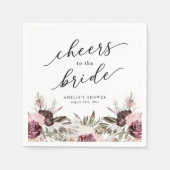 ブルガンディボホフローラブライダルシャワー スタンダードカクテルナプキン (正面)