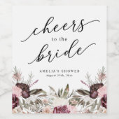 ブルガンディボホフローラブライダルシャワー ワインラベル (シングルラベル)