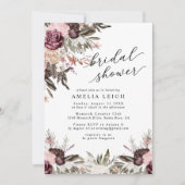ブルガンディボホフローラブライダルシャワー 招待状 (正面)