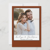 ブルガンディボホフローラ写真秋の結婚式 招待状 (裏面)