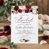 ブルガンディボホフローラ書道ブライダルシャワー 招待状