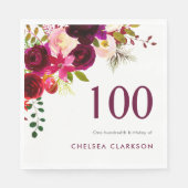 ブルガンディボホフローラ100誕生祝い スタンダードランチョンナプキン (正面)