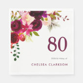 ブルガンディボホフローラ80誕生祝い スタンダードランチョンナプキン (正面)