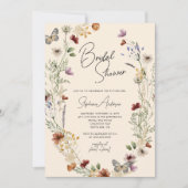 ブルガンディボホワイルドフラワーブライダルシャワー 招待状 (正面)