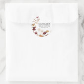 ブルガンディボホ秋フローララウンドステッカー ラウンドシール (バッグ)