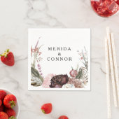 ブルガンディボホ結婚フローラのナプキンス スタンダードカクテルナプキン (インサイチュ)