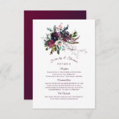 ブルガンディボホ結婚フローラのブーケ詳細 エンクロージャーカード (正面/裏面)