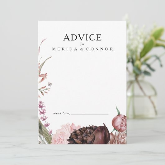 ブルガンディボホ結婚フローラアドバイスカード アドバイスカード (スタンド正面)