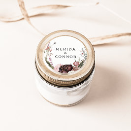 ブルガンディボホ結婚フローラ封筒用シール ラウンドシール