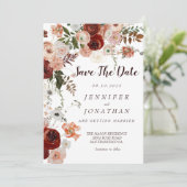 ブルガンディボホ金ゴールドフローラ保存日 招待状 (スタンド正面)