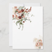 ブルガンディボホ金ゴールドフローラ保存日 招待状 (裏面)