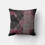 ブルガンディボルドーグレイ&ブラック芸術的抽象芸術T クッション (裏面)