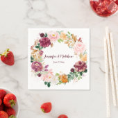 ブルガンディマウヴ赤面サフランイエロー素朴開花 スタンダードカクテルナプキン (インサイチュ)