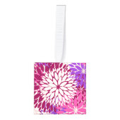 ブルガンディマゼンタパープルピーチダリアディライト キューブオーナメント (正面)