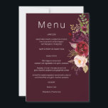 ブルガンディマルサラと赤面フローラメニュー招待状 招待状<br><div class="desc">この祝ピンクの赤面とブルゴーニュのマルサラのフローラメニューとスタイルと美しいであなたの披露宴やパーティー。カスタマイズのオプションとモノグラム。白、黒、ブルゴーニュ、ピンク、暗いブルゴーニュの背景で利用可能。</div>