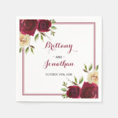 ブルガンディマルサラテーブル結婚婚約紙 スタンダードカクテルナプキン (正面)