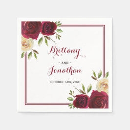 ブルガンディマルサラテーブル結婚婚約紙 スタンダードカクテルナプキン