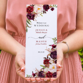 ブルガンディマルサラトリフォールド結婚式 プログラム チラシ