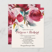 ブルガンディマルサラバジェットフローラ結婚式招待状 (正面/裏面)