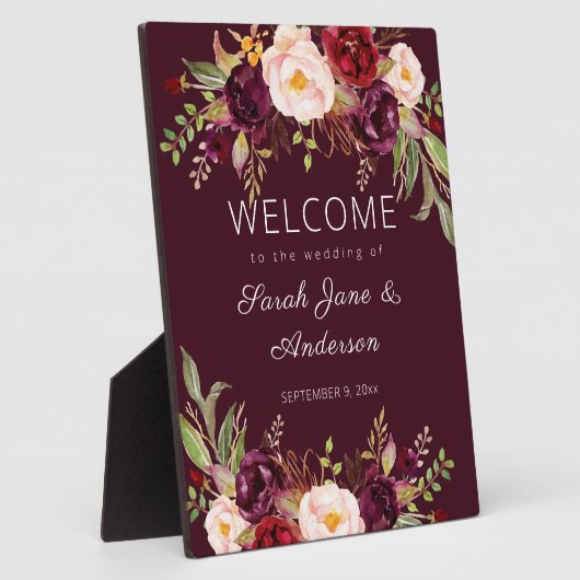 ブルガンディマルサラフローラウェルカムサイン フォトプラーク (側面)