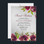 ブルガンディマルサラフローラシルバースウィート16招待状 招待状<br><div class="desc">バーガンディーマルサラフローラシルバースウィート16招待状ニッチとネストストアでマッチングコレクションを参照エレガント美しいバーガンディ花。手の色彩の鮮やか水の色はあなたのブライダルシャワーに最適</div>