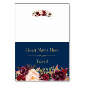 ブルガンディマルサラフローラネイビー結婚ブルーズプレイス テーブルナンバー (正面)