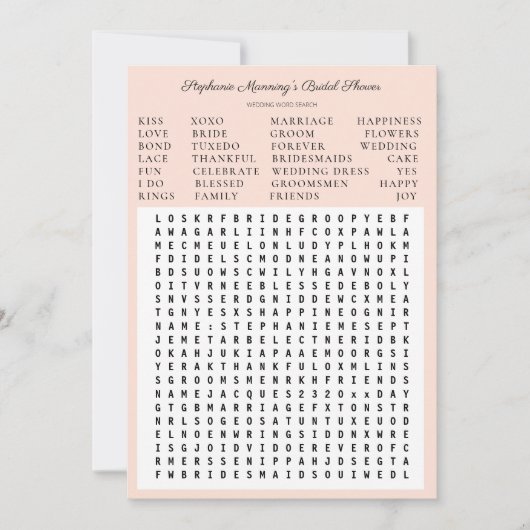 ブルガンディマルサラフローラブライダルシャワー語検索 招待状 (正面)