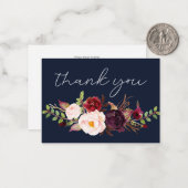 ブルガンディマルサラフローラブラックスモールネイビーサンキューサンキュー ノートカード (正面/裏面インサイチュ)