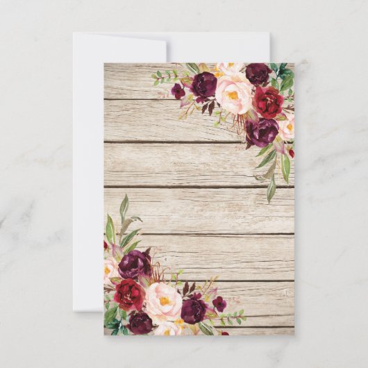 ブルガンディマルサラフローラランタンウェディングRSVP 出欠カード (裏面)