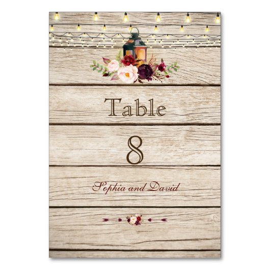 ブルガンディマルサラフローラランタンウッドテーブル番号 テーブルナンバー (正面)