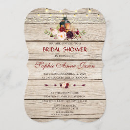 ブルガンディマルサラフローラランタンブライダルシャワー 招待状