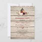 ブルガンディマルサラフローラランタン婚約パーティ 招待状 (正面)