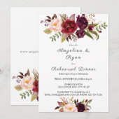 ブルガンディマルサラフローラリハーサルディナーホワイト 招待状 (正面/裏面)