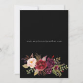 ブルガンディマルサラフローラリハーサルディナー – ブラック 招待状 (裏面)