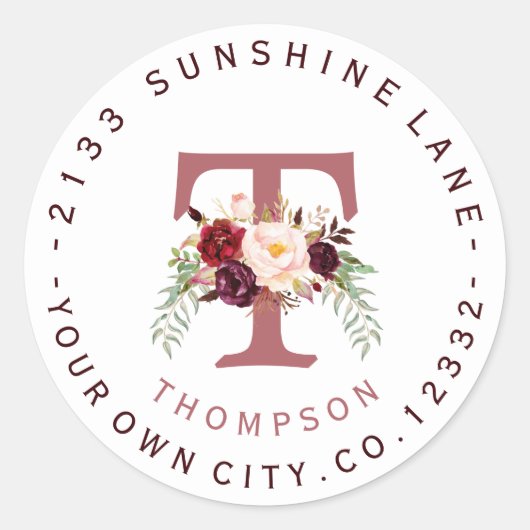 ブルガンディマルサラフローラ円形住所 シール (正面)